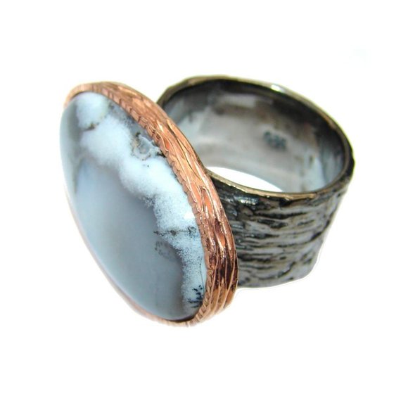 Bountiful Dendritic Agate Solitaire Sterling Silver Ring - Picture 4 of 5
